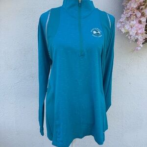 Teal Quarter-Zip Long Sleeve Golf Pullover
